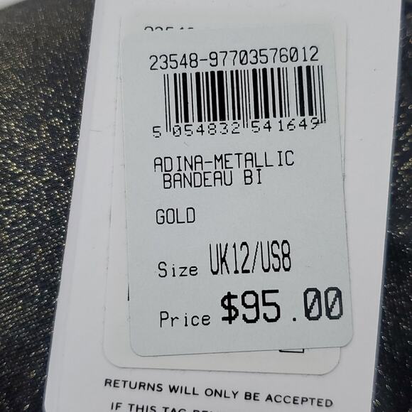 Reiss Women's Gold Black Adina Metallic Bandeau Bikini Top Size 8 - Picture 8 of 10